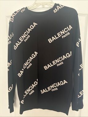 Balenciaga Black Logo All-Over Sweatshirt